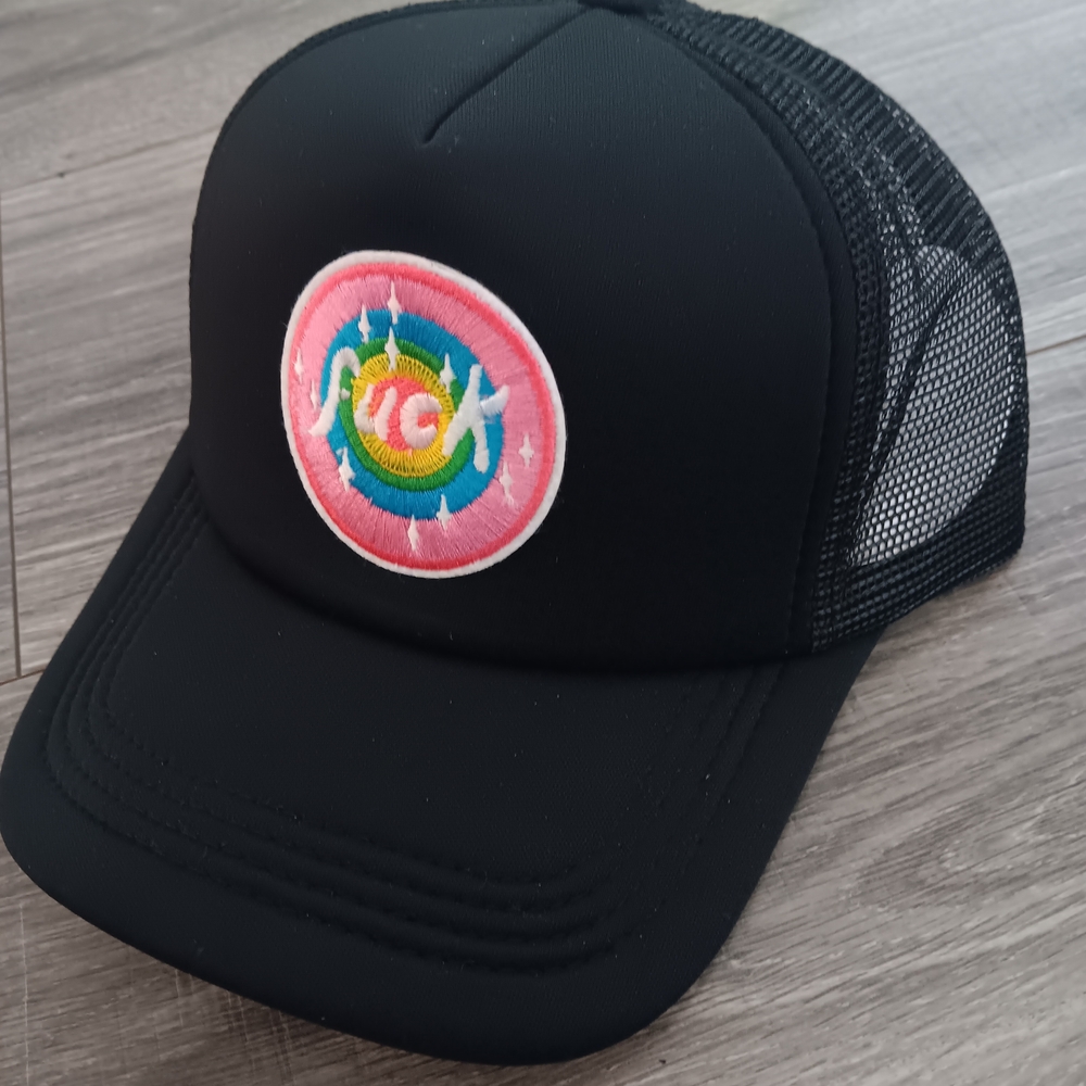 Black Kids Cap with Rainbow Patch